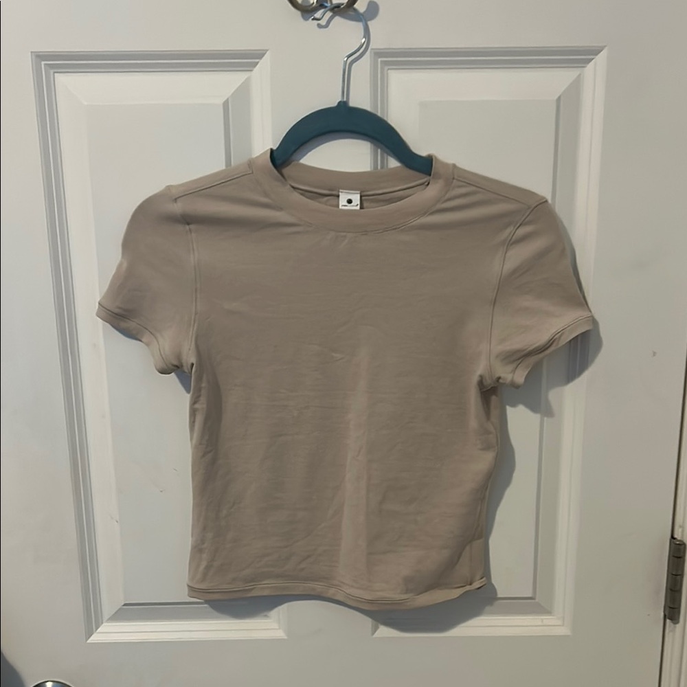 Yogalicious Beige Short Sleeve Crop Top